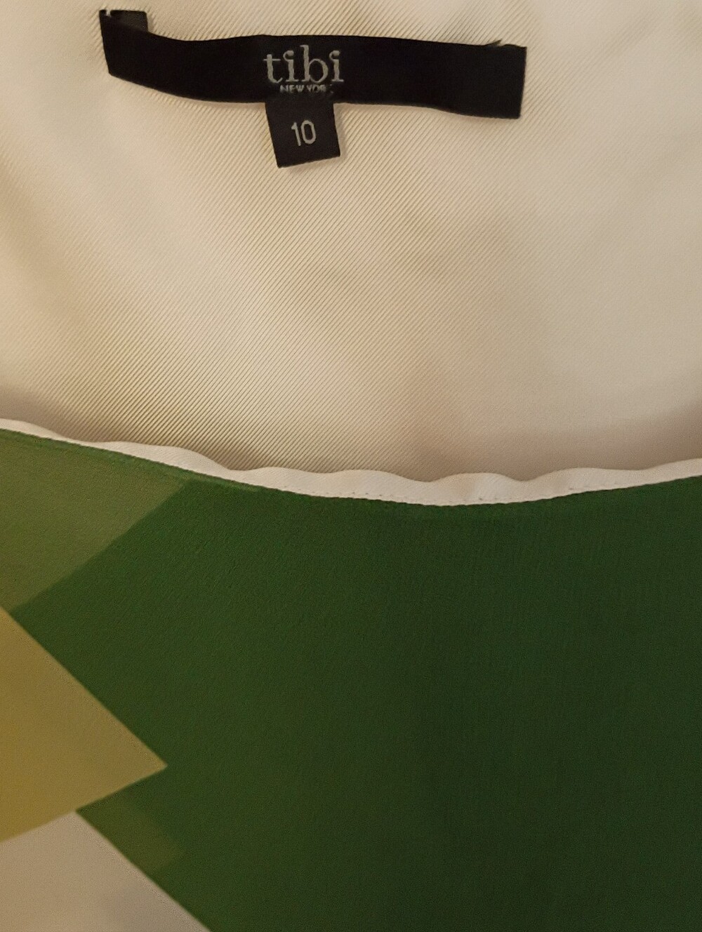 Tibi Pieza Draped Silk Slip Dress Colorblock Green Yellow Black Size 10 - Picture 15 of 15